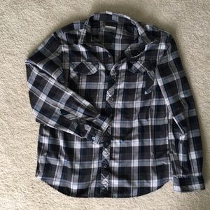Grey and Blue Plaid Columbia Button Up